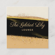 Modern Gold Glitter Black and Beige Business Card 