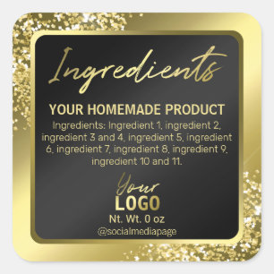 Modern Gold Glitter Black Ingredient Labels