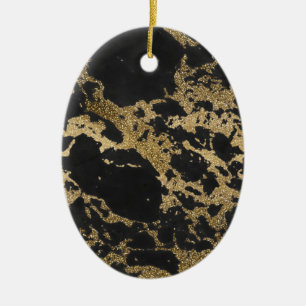 Modern Gold Glitter Black Marble Ceramic Tree Decoration