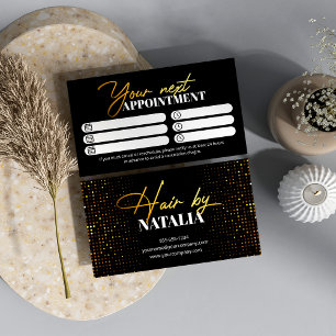 Modern Gold Glitter & Black Sparkle Hair Stylist Appointment Card