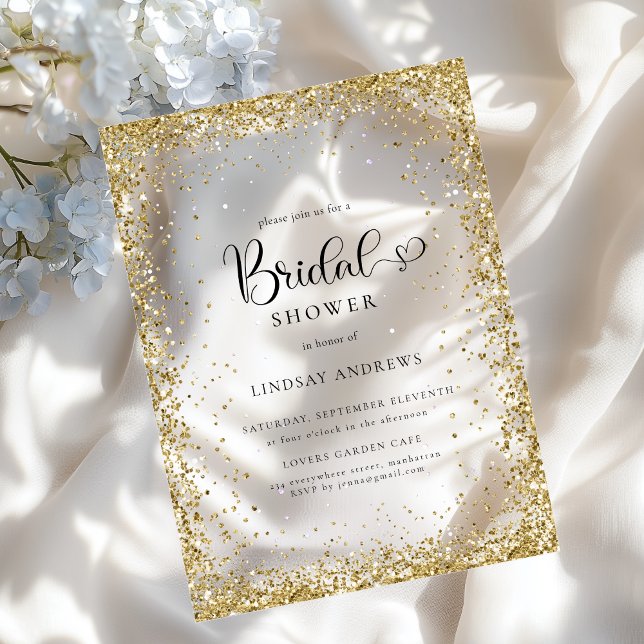 Modern Gold Glitter Bridal Shower  Acrylic Invitations (Modern Gold Glitter Bridal Shower Acrylic Invitations)