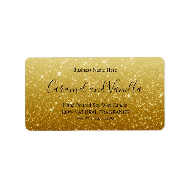 Modern  Gold Glitter Candle  Label (Front)