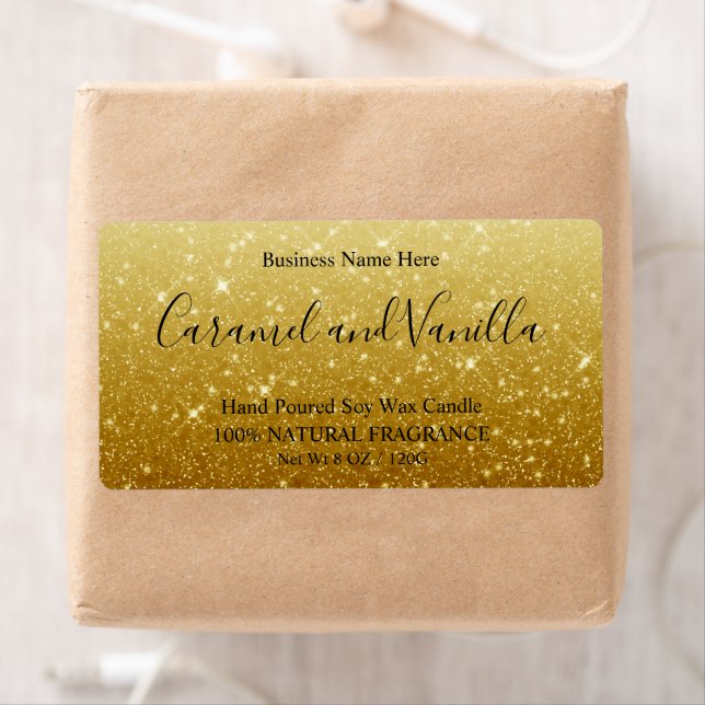 Modern  Gold Glitter Candles Label (Insitu)