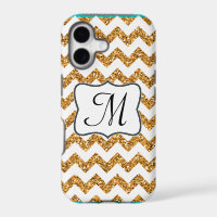 Modern Gold Glitter Chevron Monogram IPHONE 5 Case