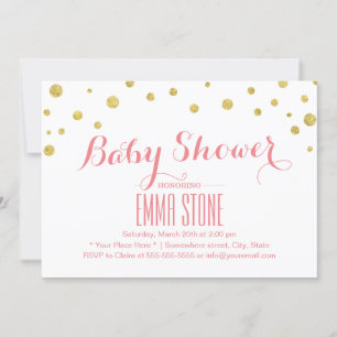 Modern Gold Glitter Confetti Dots Baby Shower Invitation
