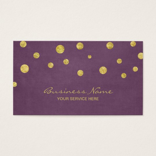 Modern Gold Glitter Confetti Dots Violet Business Card