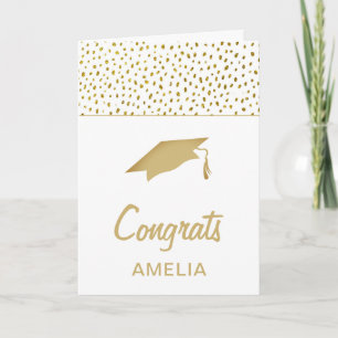 Modern Gold Glitter Congrats Graduation Cap Card