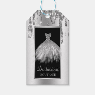 Modern Gold Glitter Dress Drips Gift Tags