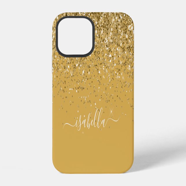 Modern Gold  Glitter Elegant Script iPhone Case (Back)