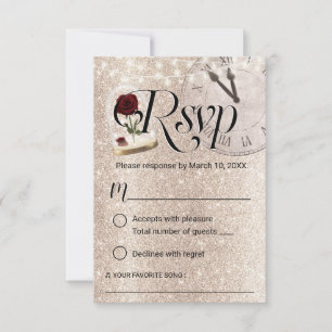 Modern Gold Glitter Fairytale Wedding RSVP