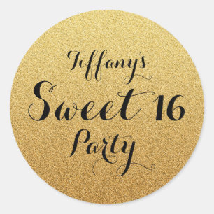 Modern Gold Glitter Faux Ombre Sweet 16 Sticker
