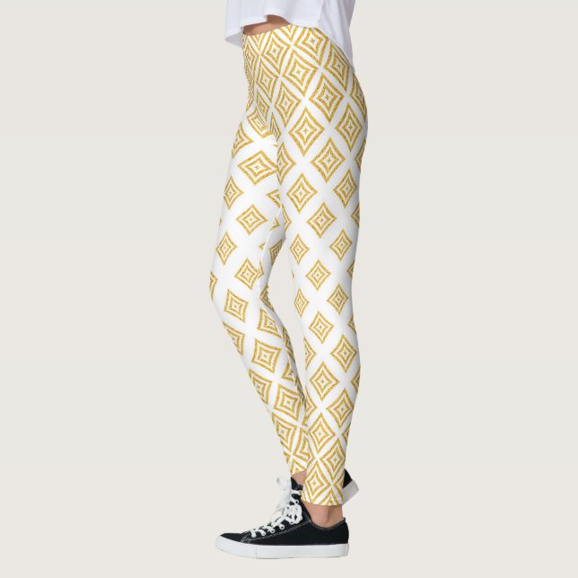 Modern Gold Glitter Geometric Shapes Leggings (Left)