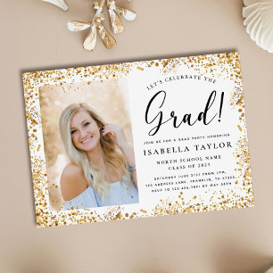 Modern Gold Glitter Graduation Party Invitation