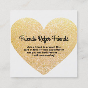 Modern Gold Glitter Heart Customer Referral Card