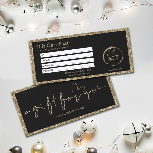 Modern Gold Glitter Heart Gift Certificate (Creator Uploaded)