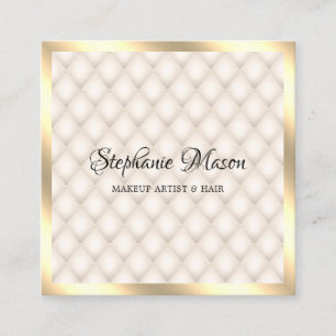Modern Gold Glitter Ivory Makeup Artist Elegant Square Business Card