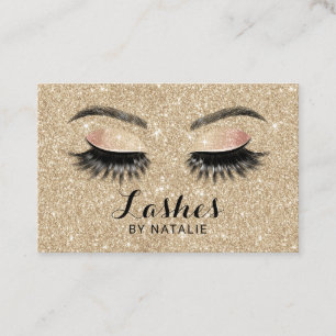 Modern Gold Glitter Lashes Makeup Artist Salon Business Card