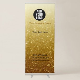 Modern Gold Glitter logo business Retractable Banner