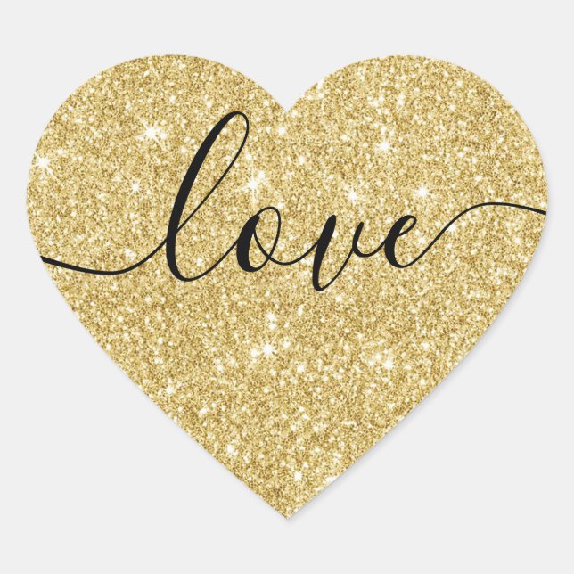 Modern Gold Glitter Love Script Wedding Seal (Front)