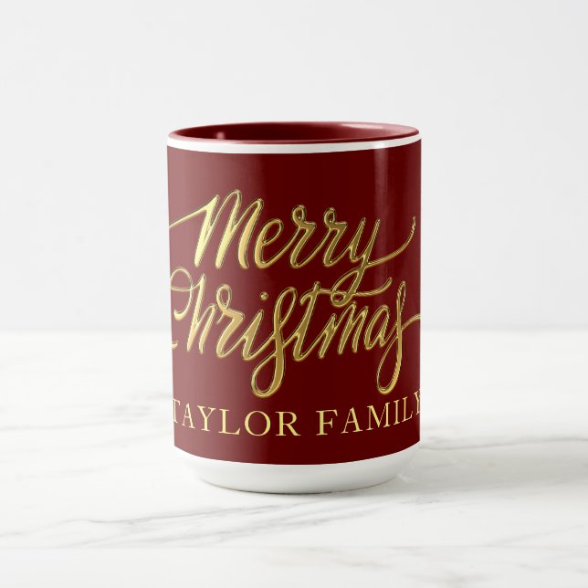 Modern Gold glitter Merry Christmas Holiday  Mug (Center)