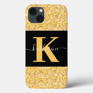Modern Gold Glitter Monogram Case-Mate iPhone Ca iPhone 13 Case