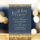 Modern Gold Glitter Navy Blue Birthday Any Age Invitation<br><div class="desc">Celebrate any milestone with this Navy Blue Gold Glitter Any Age Birthday Invitation. Featuring a chic combination of navy blue and gold glitter accents, this invitation is perfect for any age—whether it’s an 18th, 21st, 30th, 40th, 50th, 60th, 70th, 80th, 90th, or even a 100th. With a modern design that...</div>