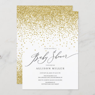 Modern Gold Glitter Neutral Baby Shower Invitation