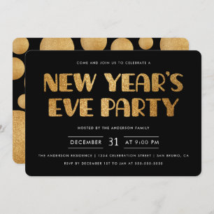 Modern Gold Glitter New Years Eve Party Invitation