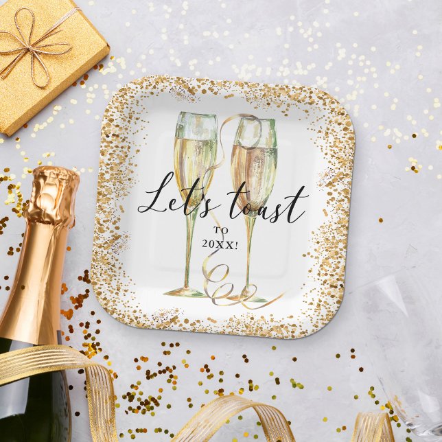 Modern Gold Glitter Party Paper Plate (Creator Uploaded)