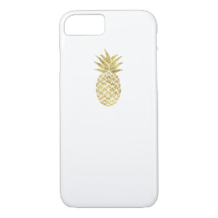 Modern Gold Glitter Pineapple Logo Classy White iPhone 8/7 Case