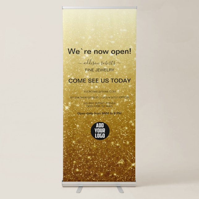 Modern  Gold Glitter Retractable Banner (Front)