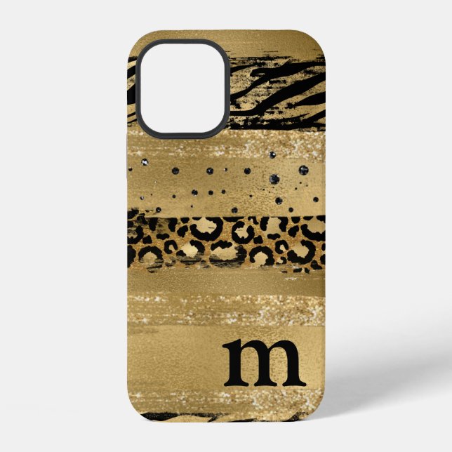 Modern Gold Glitter Script Monogram Case (Back)
