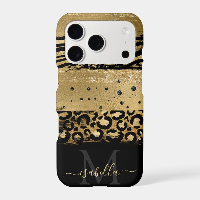 Modern Gold Glitter Script Monogrammed (Back)