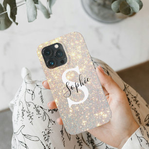 Modern Gold Glitter Spark Personal Initial iPhone 13 Pro Case