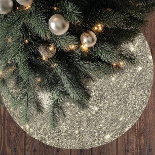 Modern Gold Glitter Sparkles  Brushed Polyester Tree Skirt