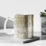 Modern Gold Glitter Sparkles Personalised Name Coffee Mug<br><div class="desc">Introducing our Modern Gold Glitter Sparkles Personalised Name collection, where elegance meets customisation. Step into a world of shimmering beauty with our exquisite range of products, designed to add a touch of luxury to your everyday life. Our collection showcases the captivating allure of modern gold glitter sparkles, creating a dazzling...</div>