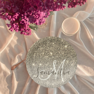 Modern Gold Glitter Sparkles Personalised Name Paper Plate