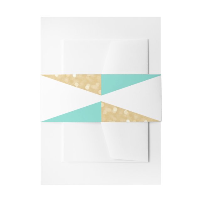 Modern Gold Glitter & Teal Wedding Belly Bands Invitation Belly Band (Front Example)