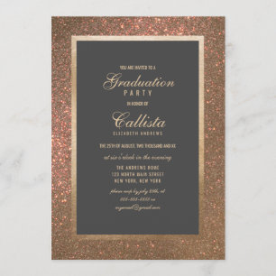 Modern Gold Glitter Thick Border Graduation Invitation