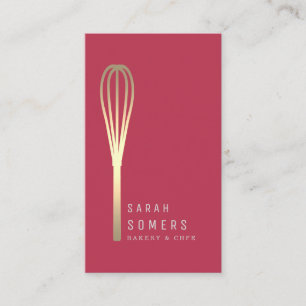 Modern Gold Glitter Whisk Bakery Business Card