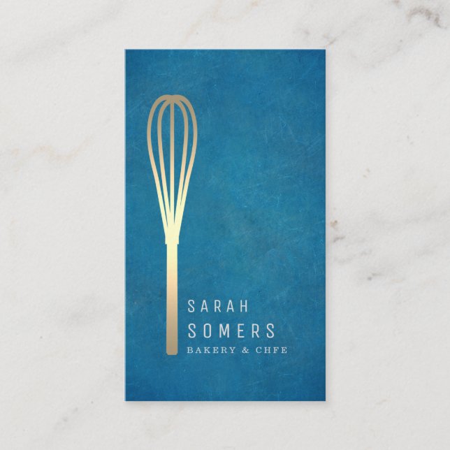 Modern Gold Glitter Whisk Bakery Business Card (Front)