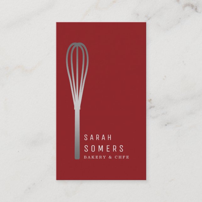 Modern Gold Glitter Whisk Bakery Business Card (Front)