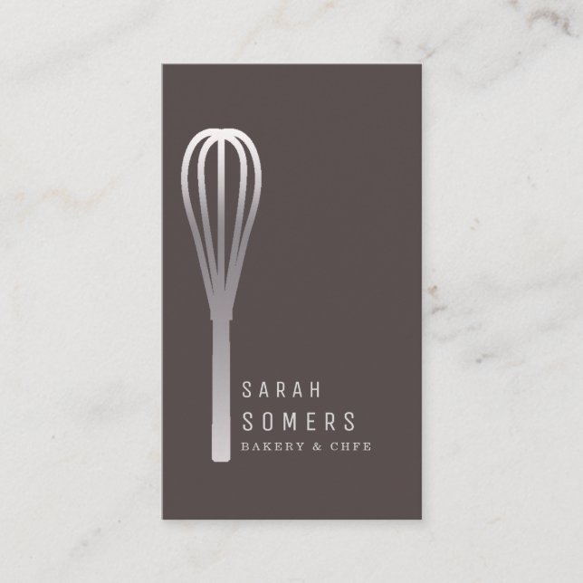 Modern Gold Glitter Whisk Bakery Business Card (Front)
