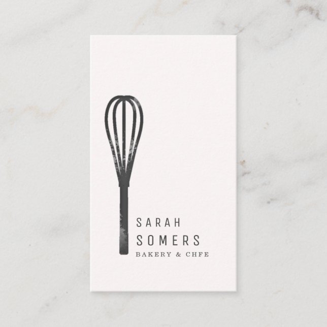 Modern Gold Glitter Whisk Bakery Business Card (Front)