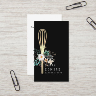 Modern Gold Glitter Whisk Bakery Business Card