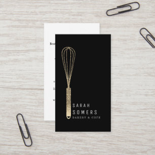 Modern Gold Glitter Whisk Bakery Business Card