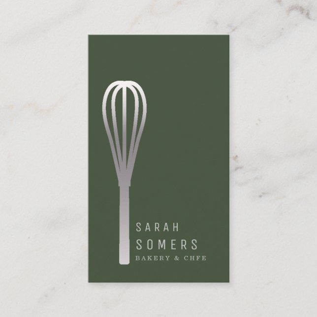 Modern Gold Glitter Whisk Bakery Business Card (Front)