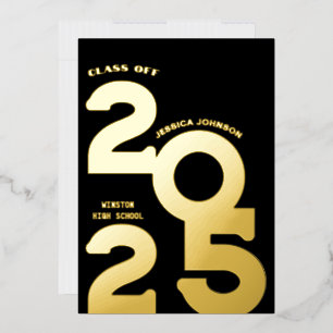 MODERN GOLD GRAD PARTY FOIL INVITATION