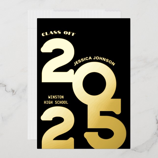 MODERN GOLD GRAD PARTY FOIL INVITATION (Envelope)
