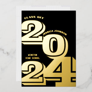 MODERN GOLD GRAD PARTY FOIL INVITATION